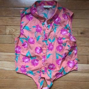 Modcloth Floral Front Tie Summer Top Sz: M